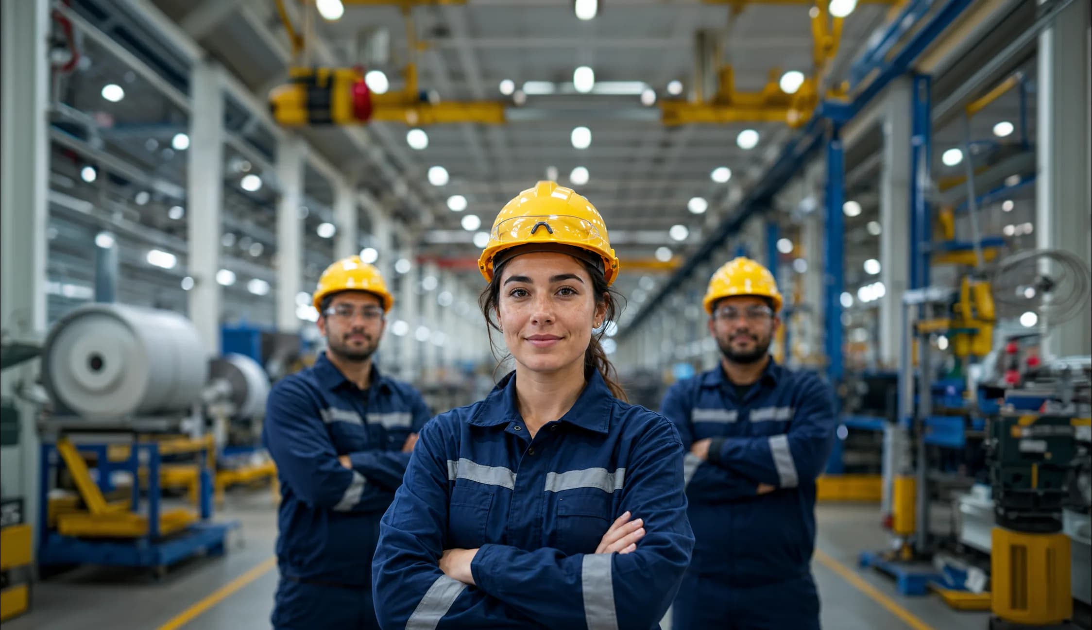 Equipe em uma indústria moderna